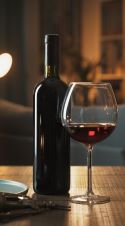 Red Wine Glass With Bottle