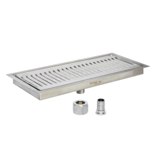 12″ x 5″ Flush Mounted Drip Tray – Brushed Stainless – With Drain